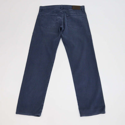 Loro Piana Navy Blue Blend Linen Straight Leg Pants