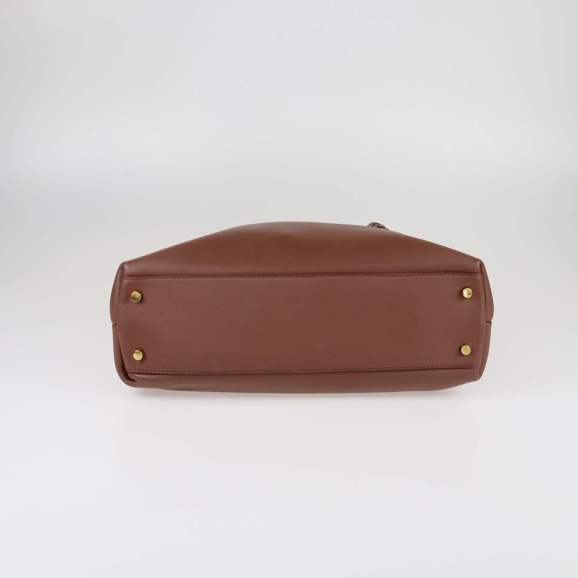 Bottega Veneta Brown Intrecciato Leather Medium Andiamo Top Handle Bag