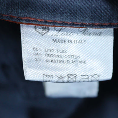 Loro Piana Navy Blue Blend Linen Straight Leg Pants