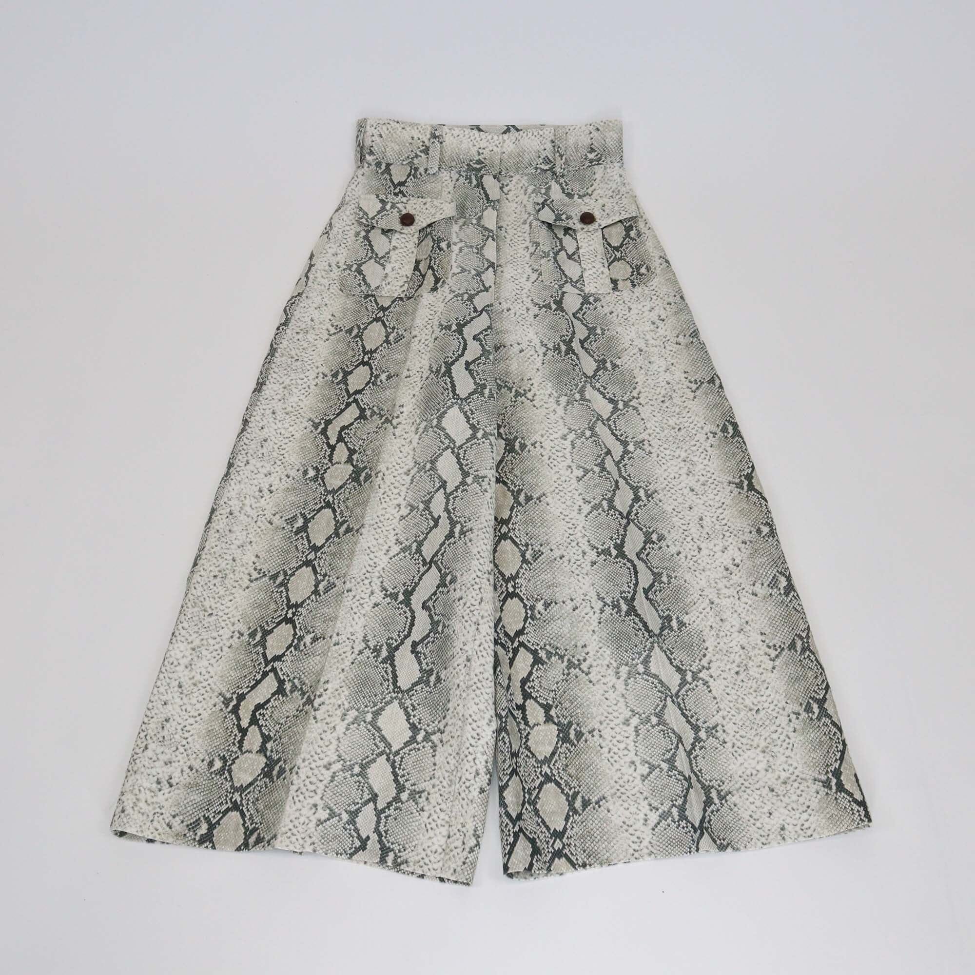 Zimmermann White/Green Python Print Front Pocket Wide Leg Pants Womens Zimmermann 
