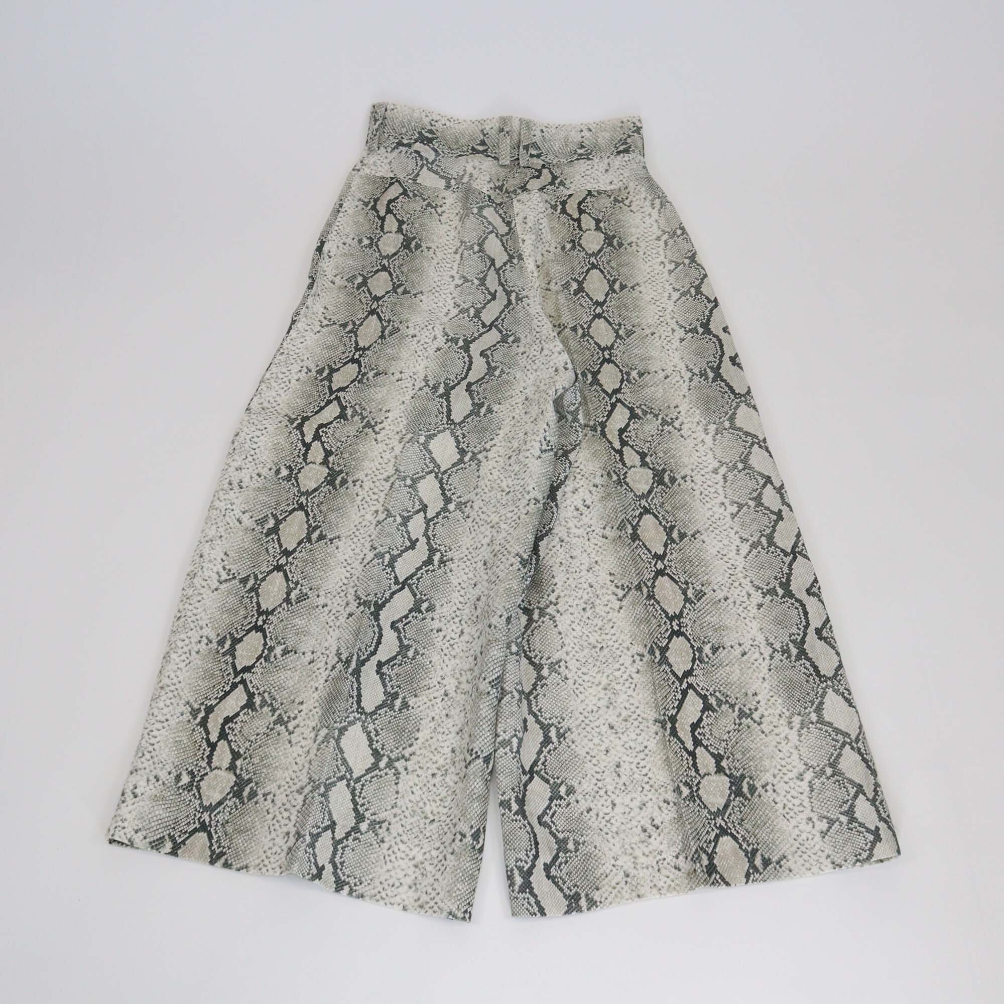 Zimmermann White/Green Python Print Front Pocket Wide Leg Pants Womens Zimmermann 