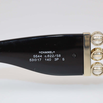 Chanel Black Temple Embellished Polarized Rectangular Sunglasses
