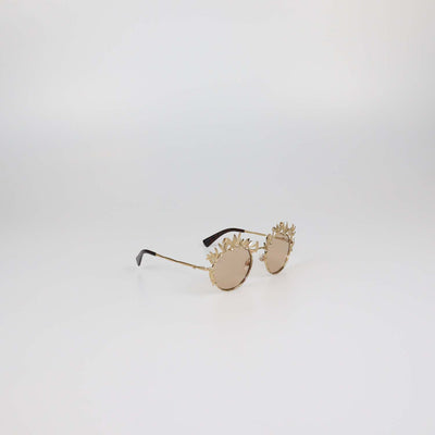 Chanel Gold/Brown Embellished Sunglasses