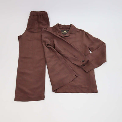 Loro Piana Brown Linen Silk Joele Shirt Jacket & Marlyn Straight Leg Pants
