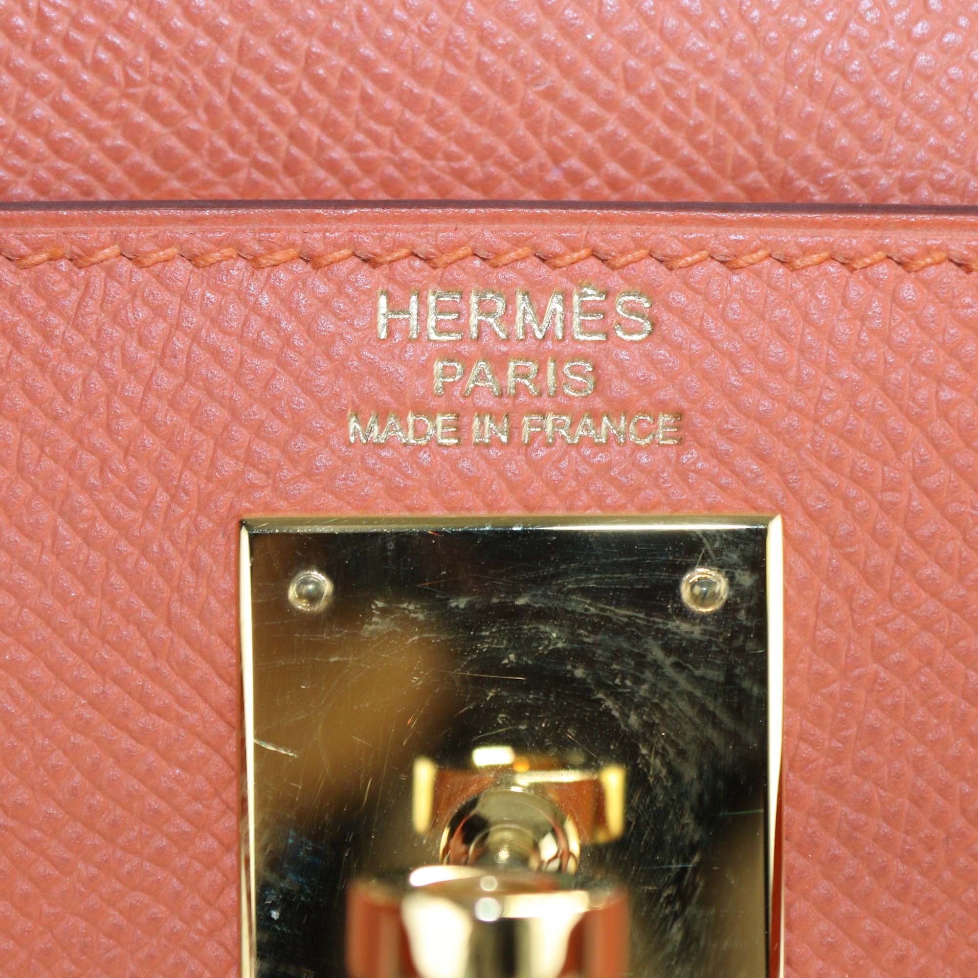 Hermes Orange Epsom Leather Gold Finish Kelly 32 Sellier Bag