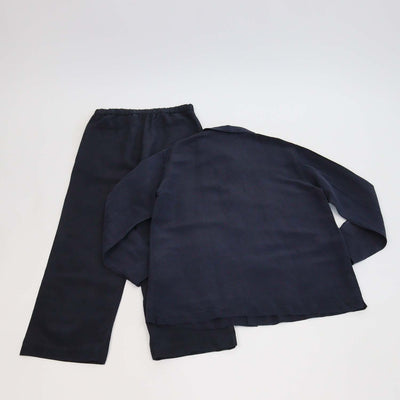 Loro Piana Navy Blue Linen Silk Joele Shirt Jacket & Marlyn Straight Leg Pants