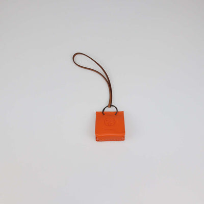 Hermes Orange Leather Shopping Bag Charm
