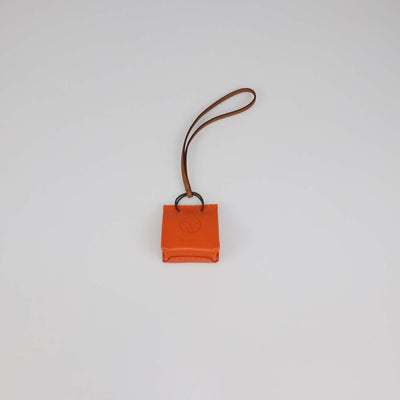 Hermes Orange Leather Shopping Bag Charm
