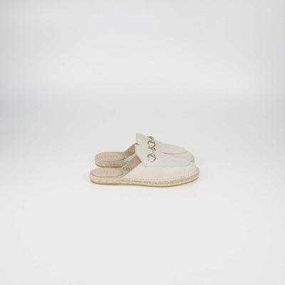 Gucci Ivory Suede Horsebit Espadrille Mules