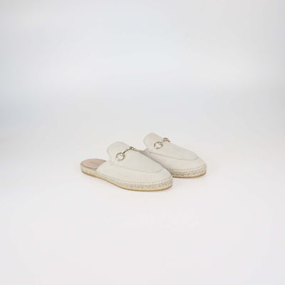 Gucci Ivory Suede Horsebit Espadrille Mules