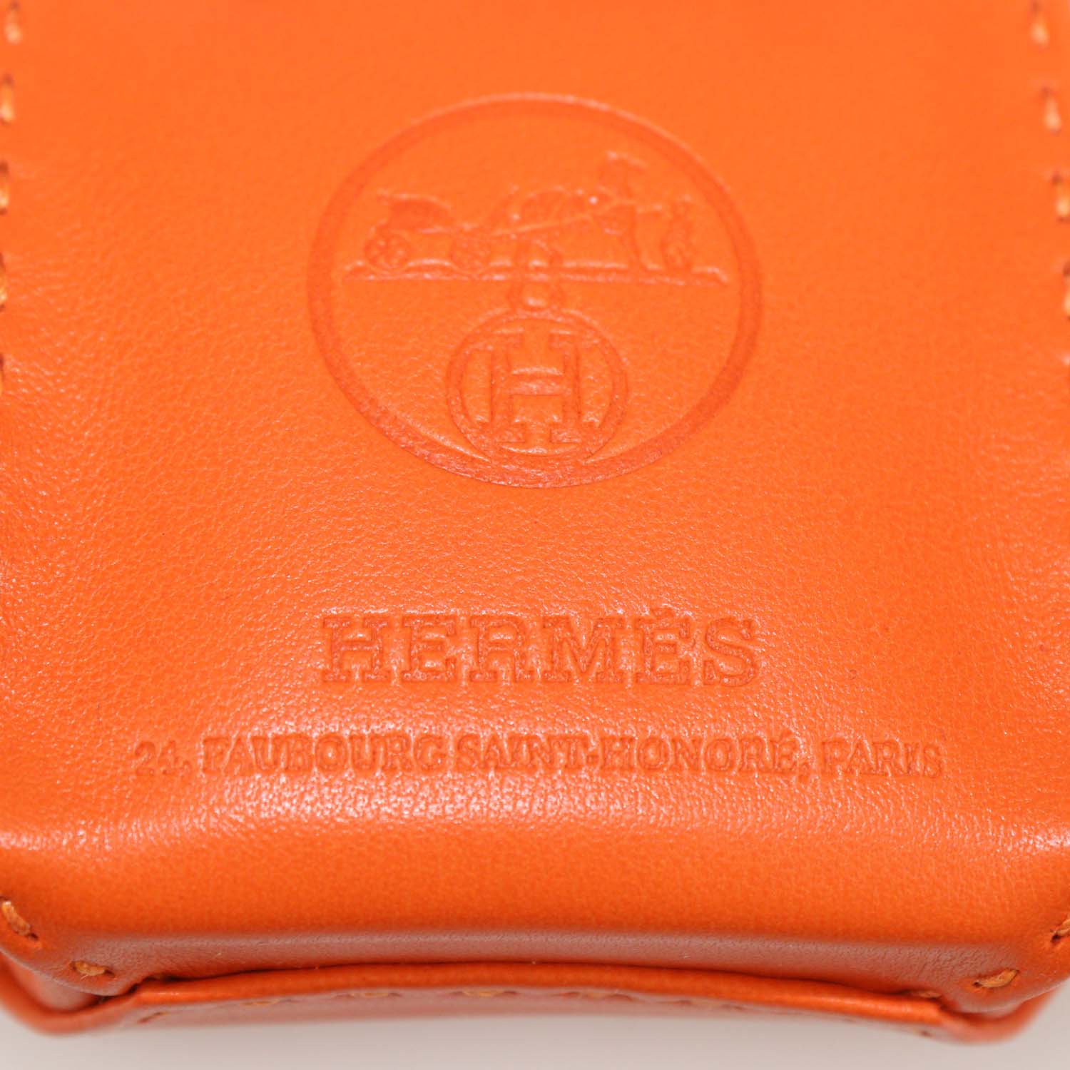 Hermes Orange Leather Shopping Bag Charm