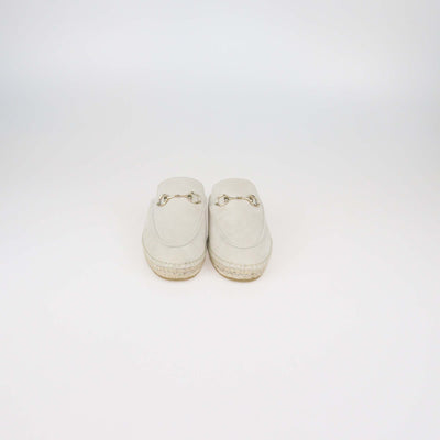 Gucci Ivory Suede Horsebit Espadrille Mules