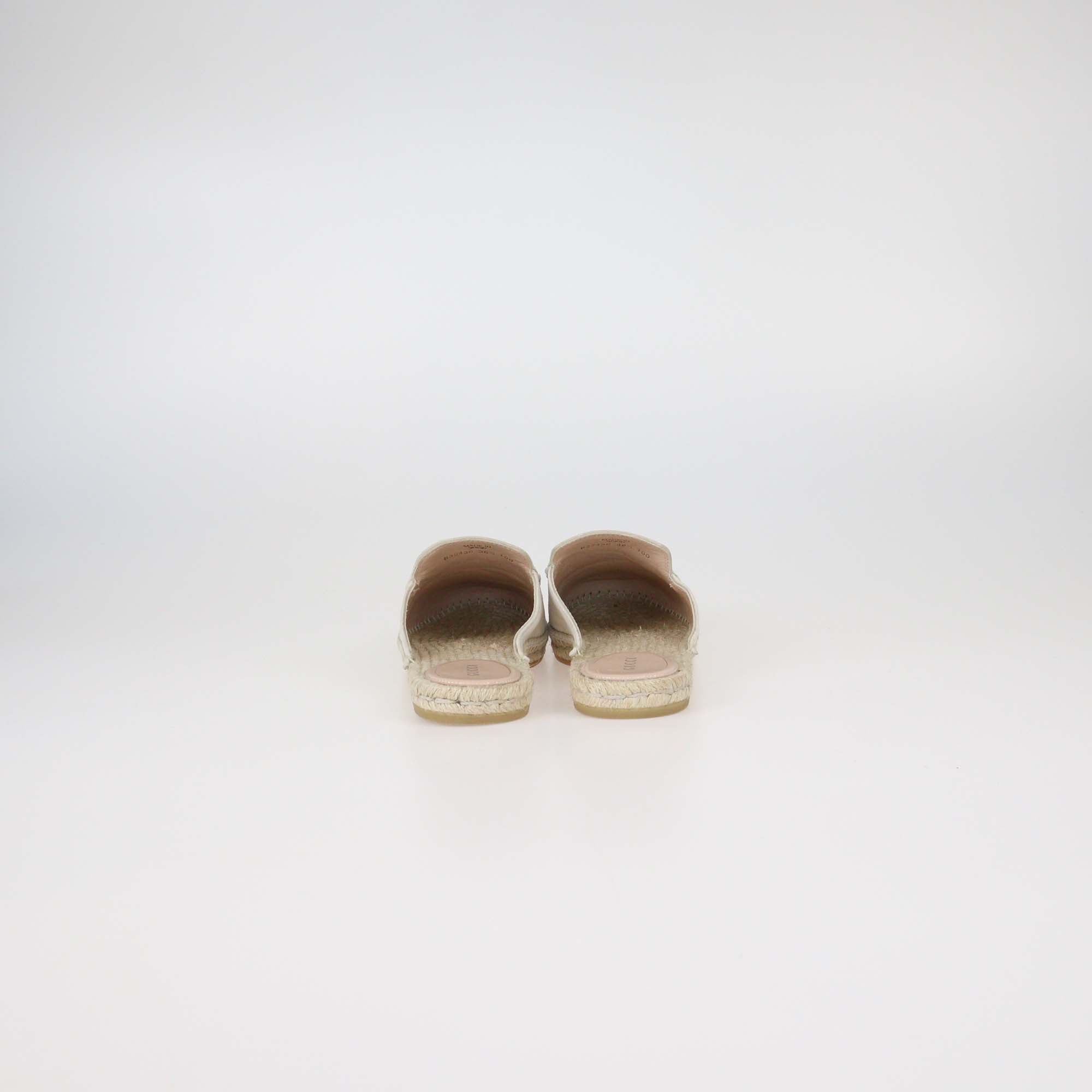 Gucci Ivory Suede Horsebit Espadrille Mules