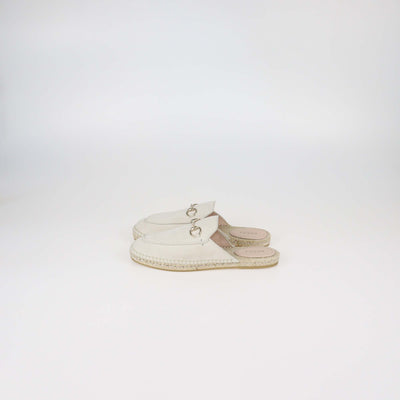 Gucci Ivory Suede Horsebit Espadrille Mules