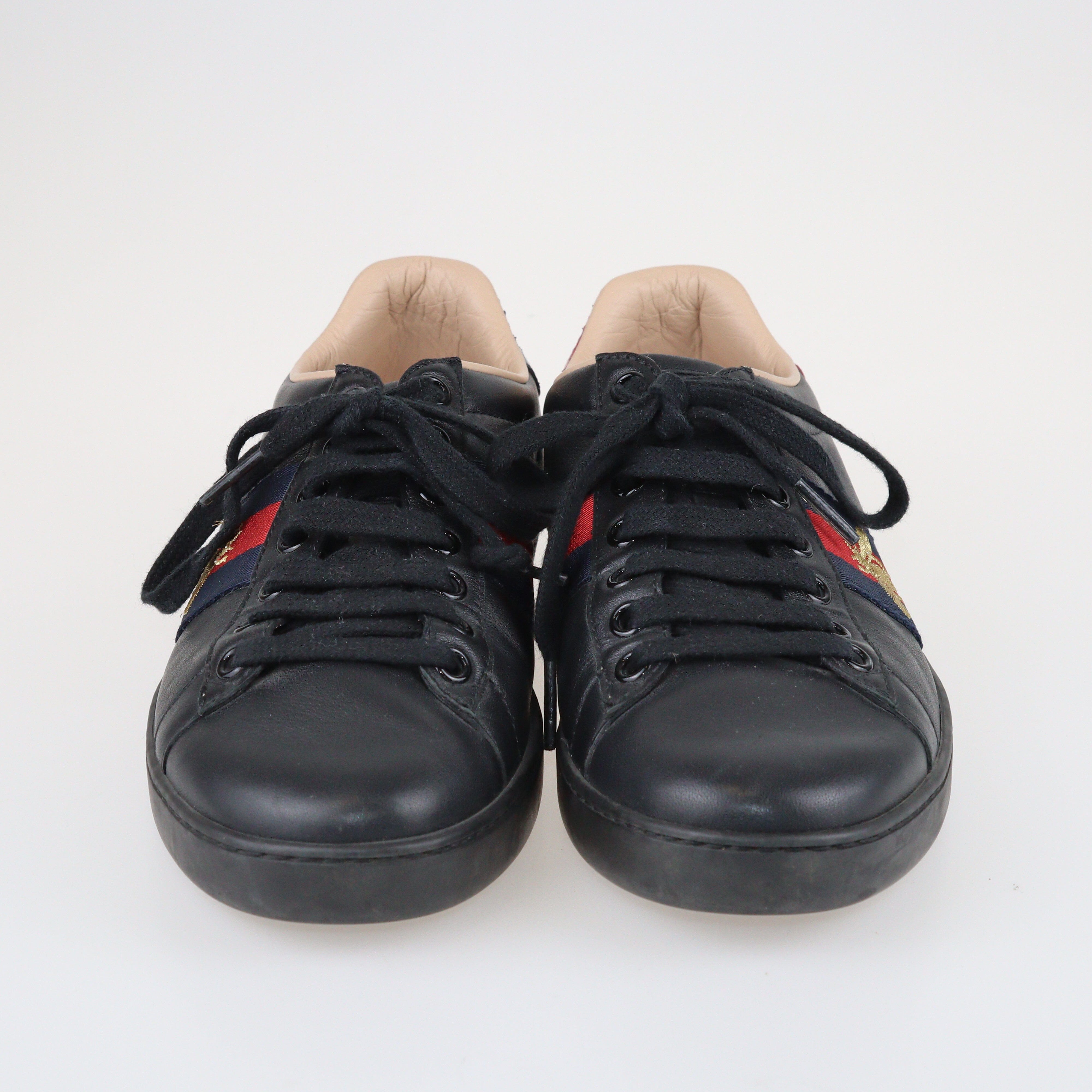 Black Ace Low Top Sneakers Shoes Gucci 
