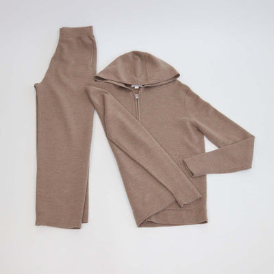 Les100ciels Dark Beige Wool Gian Full Zip Hoodie jacket & Amir Noble Pants