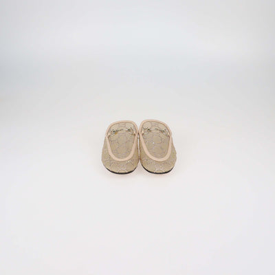 Gucci Beige GG Crystal-Embellished Mesh and Patent Leather Princetown Flat Mules