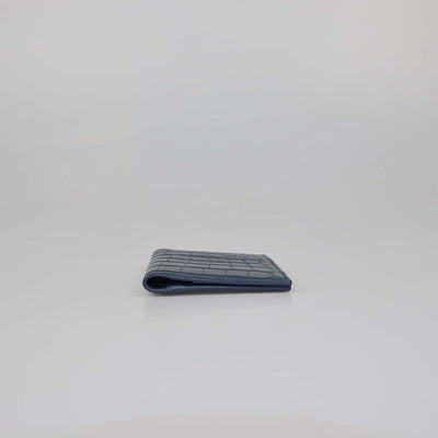 Bottega Veneta Blue Crocodile Vertical Card Case