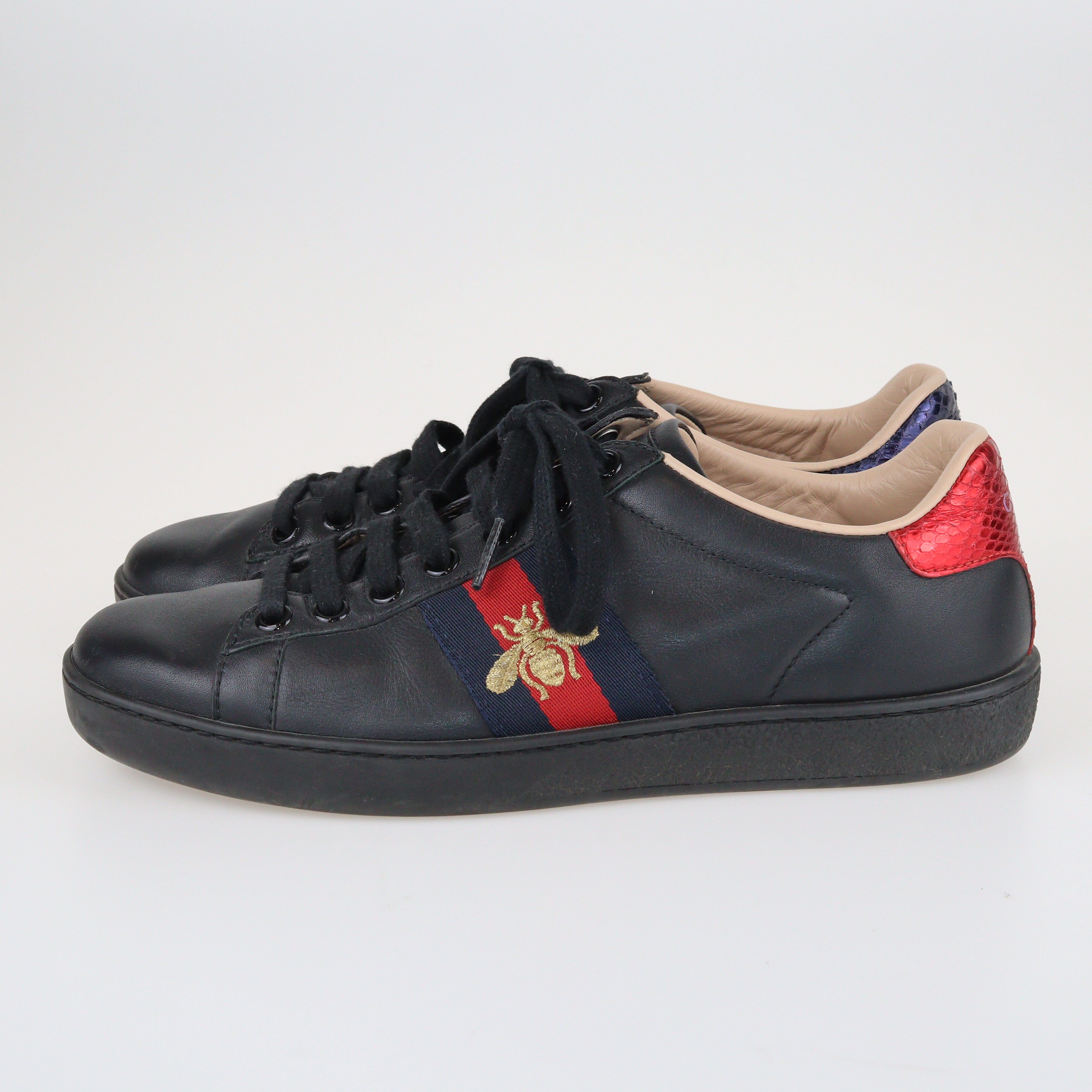 Black Ace Low Top Sneakers Shoes Gucci 