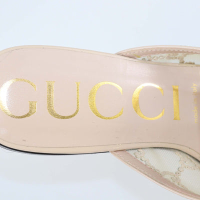 Gucci Beige GG Crystal-Embellished Mesh and Patent Leather Princetown Flat Mules