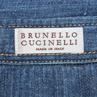 Brunello Cucinelli Blue Washed Denim Long Sleeve Shirt