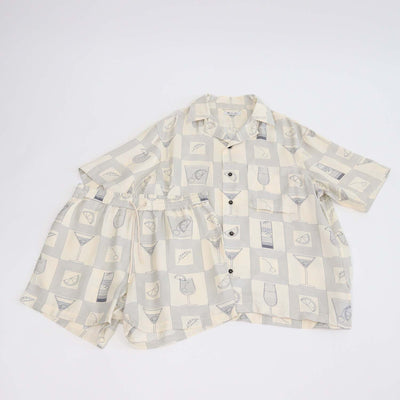 Loro Piana Cream Silk Aperitivo Print Bowling Shirt & Short Set
