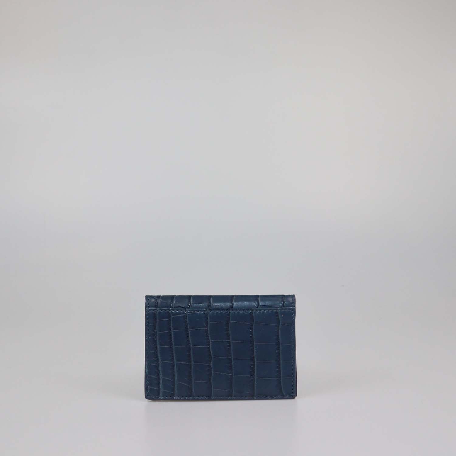 Bottega Veneta Blue Crocodile Vertical Card Case