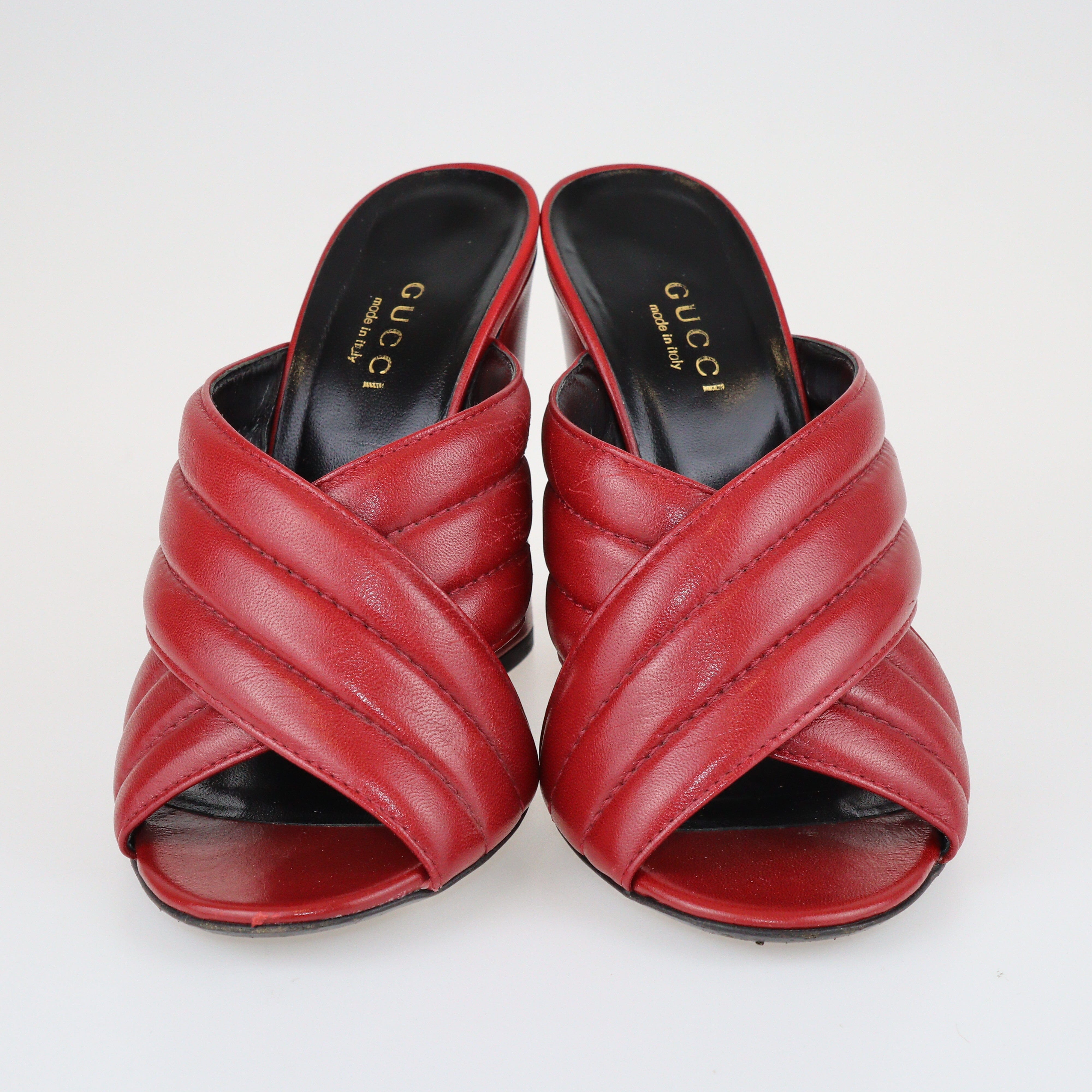 Red Crossover Slide Sandals Shoes Gucci 