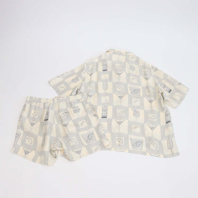Loro Piana Cream Silk Aperitivo Print Bowling Shirt & Short Set