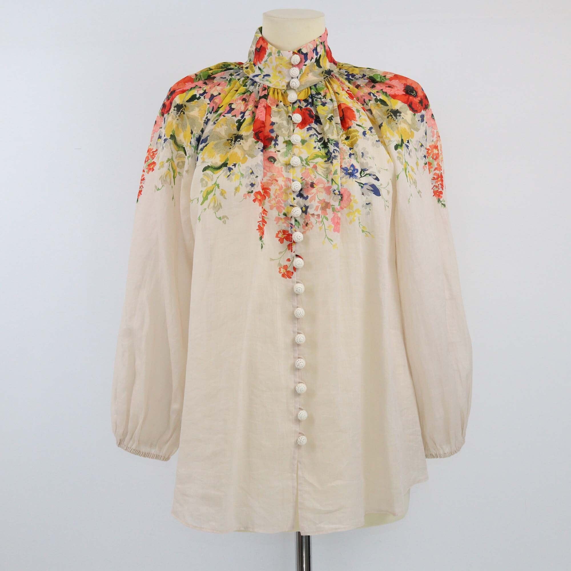 Zimmermann Multicolor Floral Print Alight Basque Blouse Womens Zimmermann 