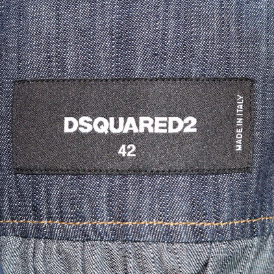 Dsquared2 Blue Denim Beaded Embellished Long Sleeve Shirt