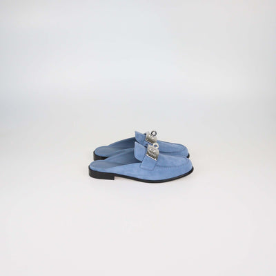 Hermes Azur Suede Lota Mules