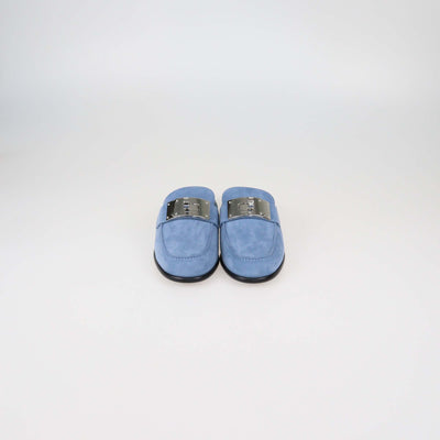 Hermes Azur Suede Lota Mules