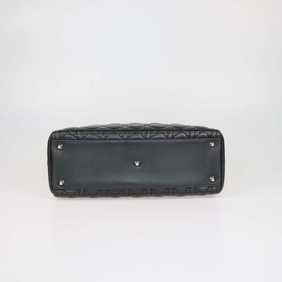 Christian Dior Black Cannage Leather Large Lady Dior Tote
