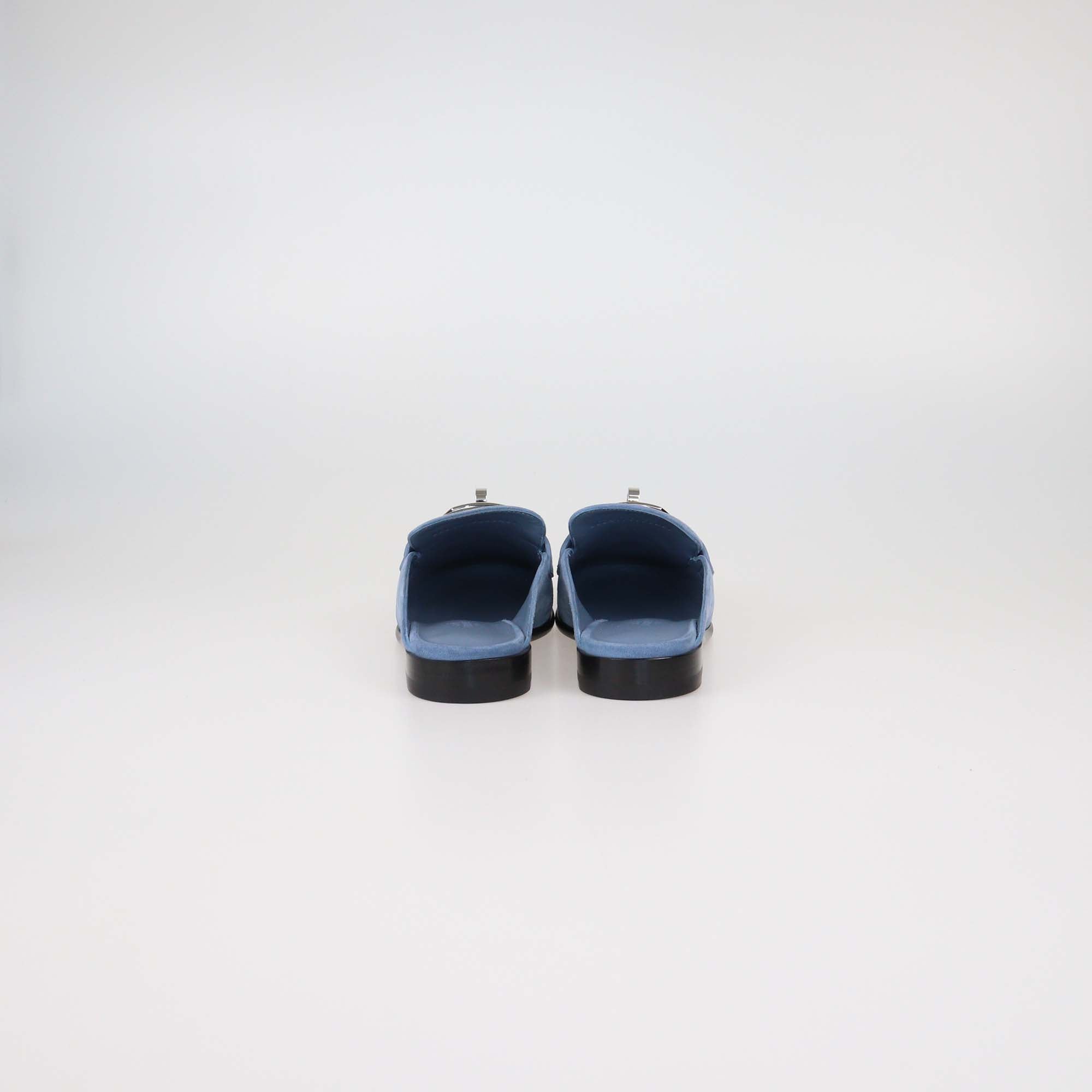 Hermes Azur Suede Lota Mules
