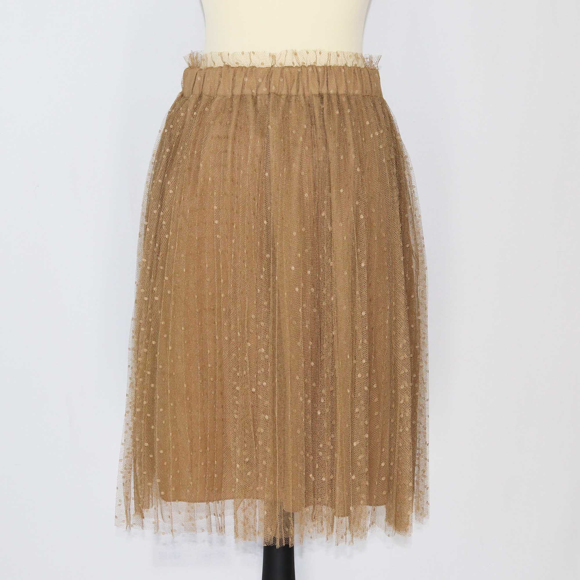 Red Valentino Brown Point D'Esprit Tulle Knee-Length Skirt Clothing Red Valentino 