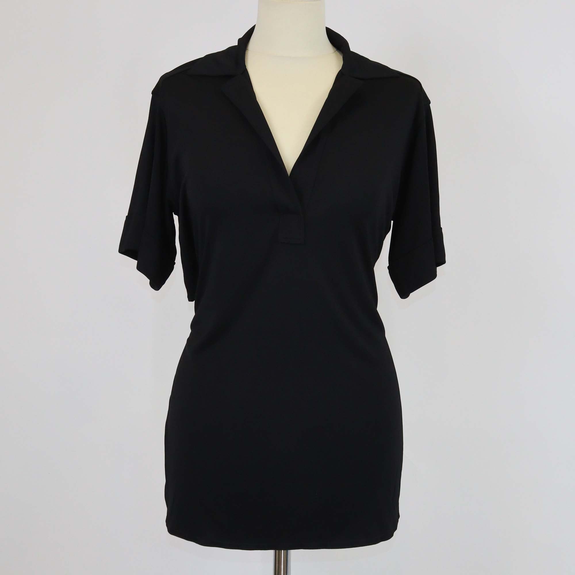 Hermes Black Viscose Back Cropped Short Sleeve Top