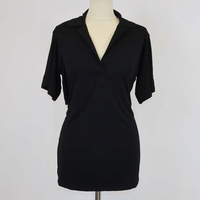 Hermes Black Viscose Back Cropped Short Sleeve Top