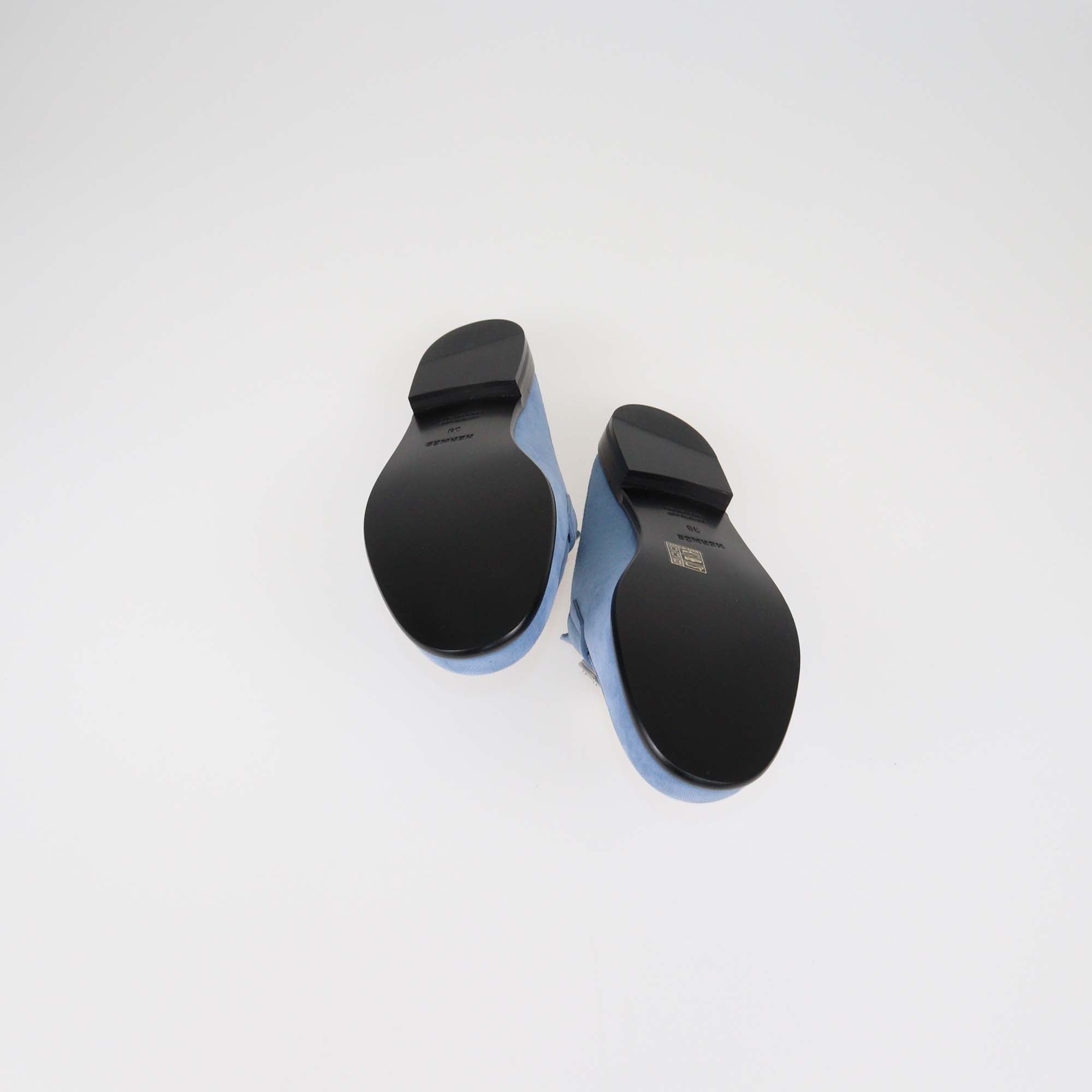 Hermes Azur Suede Lota Mules