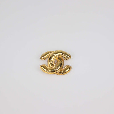 Chanel Gold Plated CC Quilted Brooch