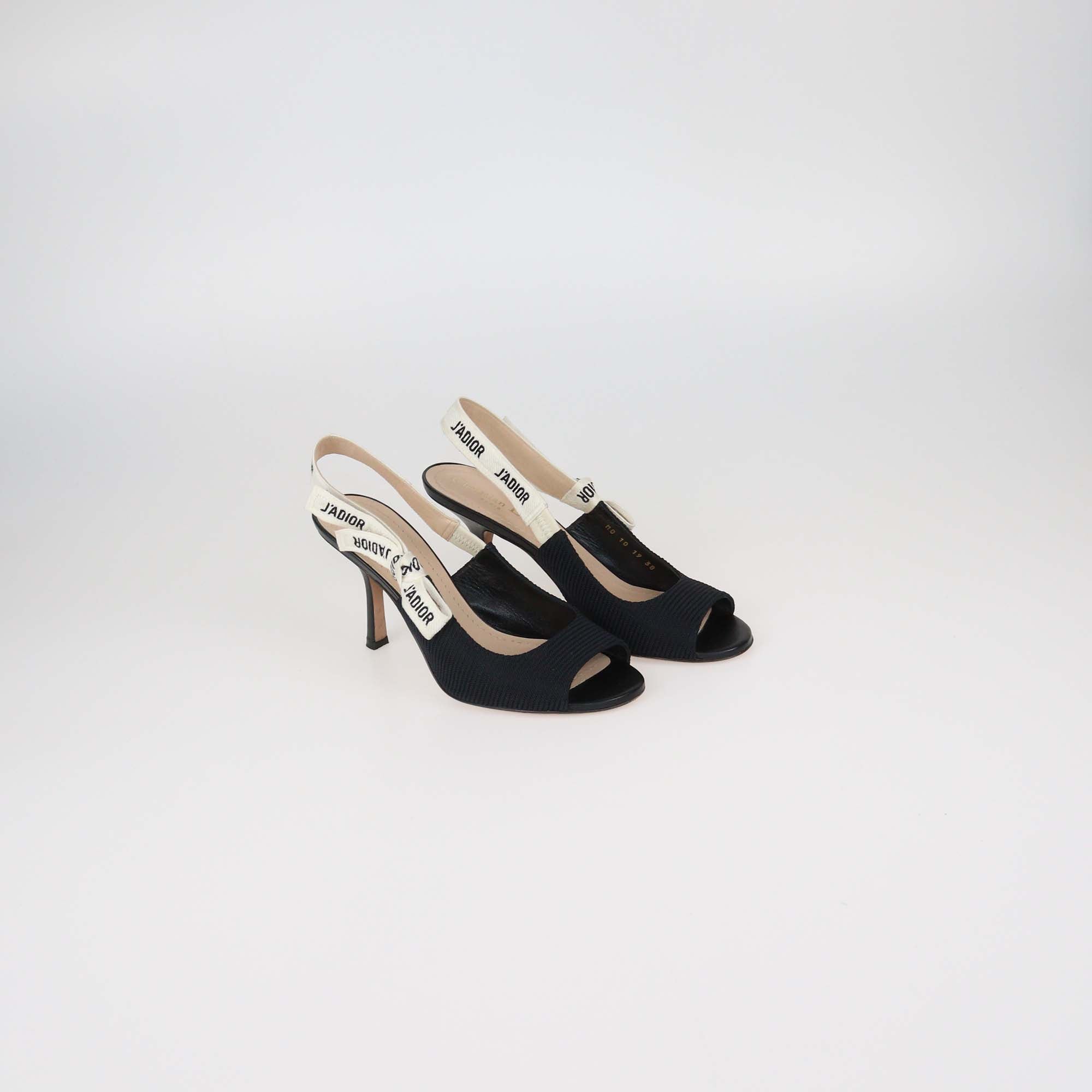 Christian Dior Black Canvas J'Adior Slingback Pumps