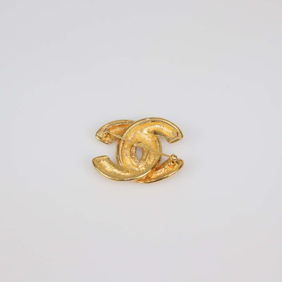 Chanel Gold Plated CC Quilted Brooch