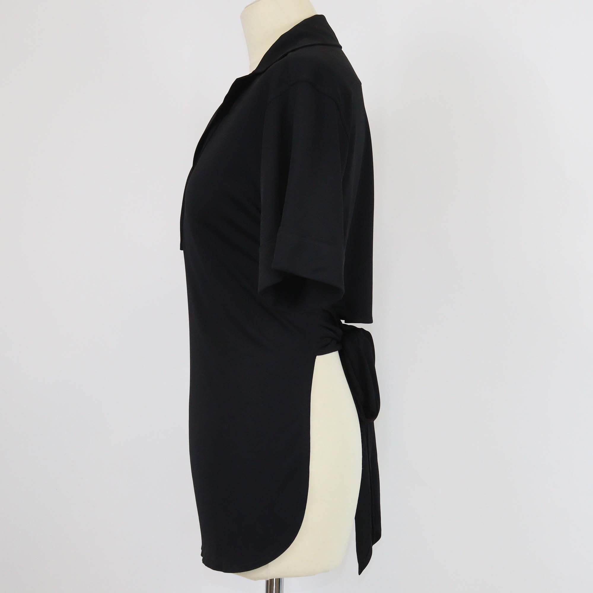 Hermes Black Viscose Back Cropped Short Sleeve Top