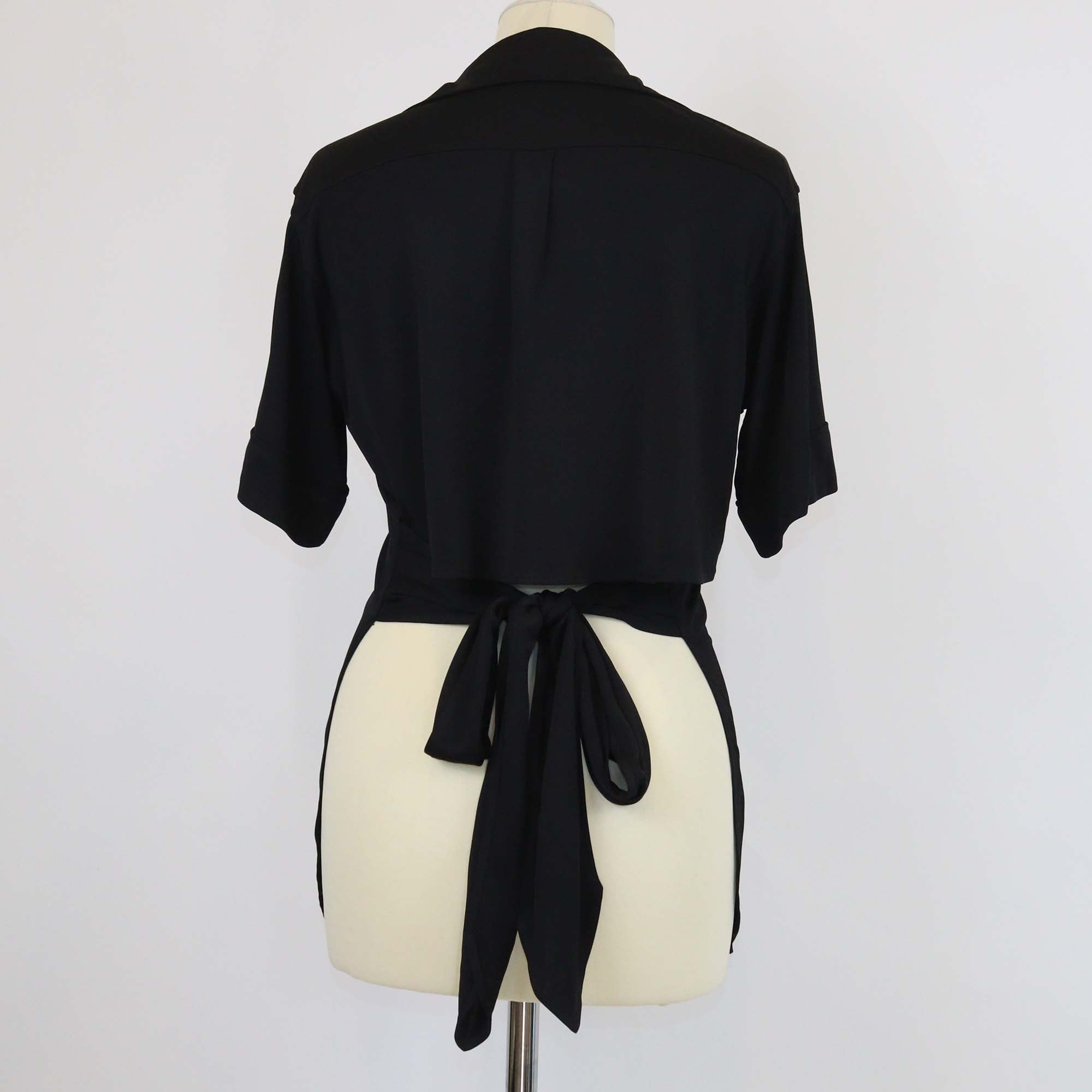 Hermes Black Viscose Back Cropped Short Sleeve Top