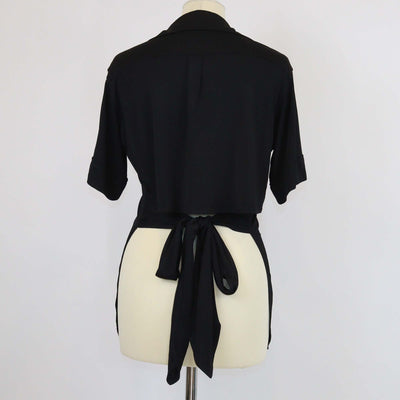 Hermes Black Viscose Back Cropped Short Sleeve Top
