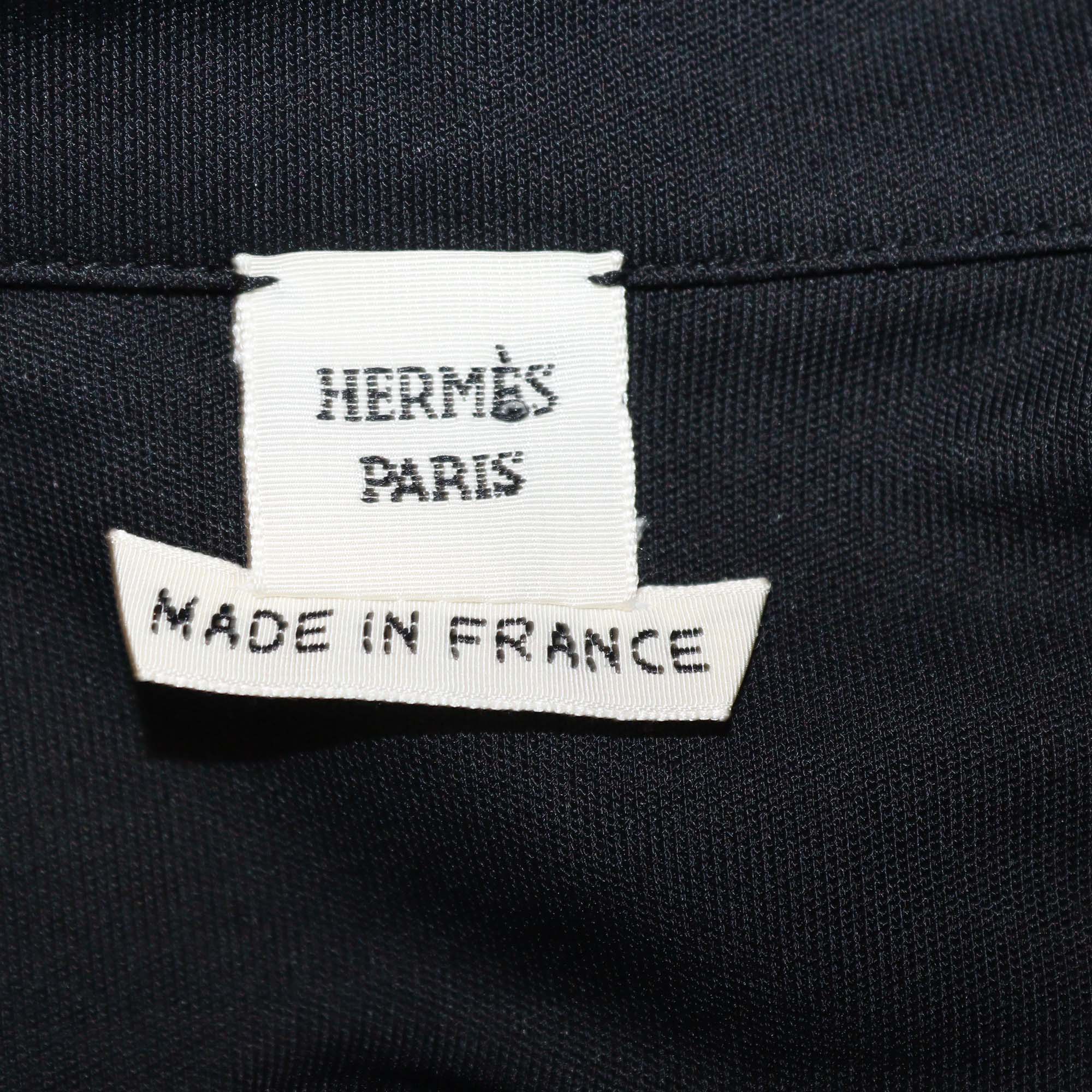 Hermes Black Viscose Back Cropped Short Sleeve Top