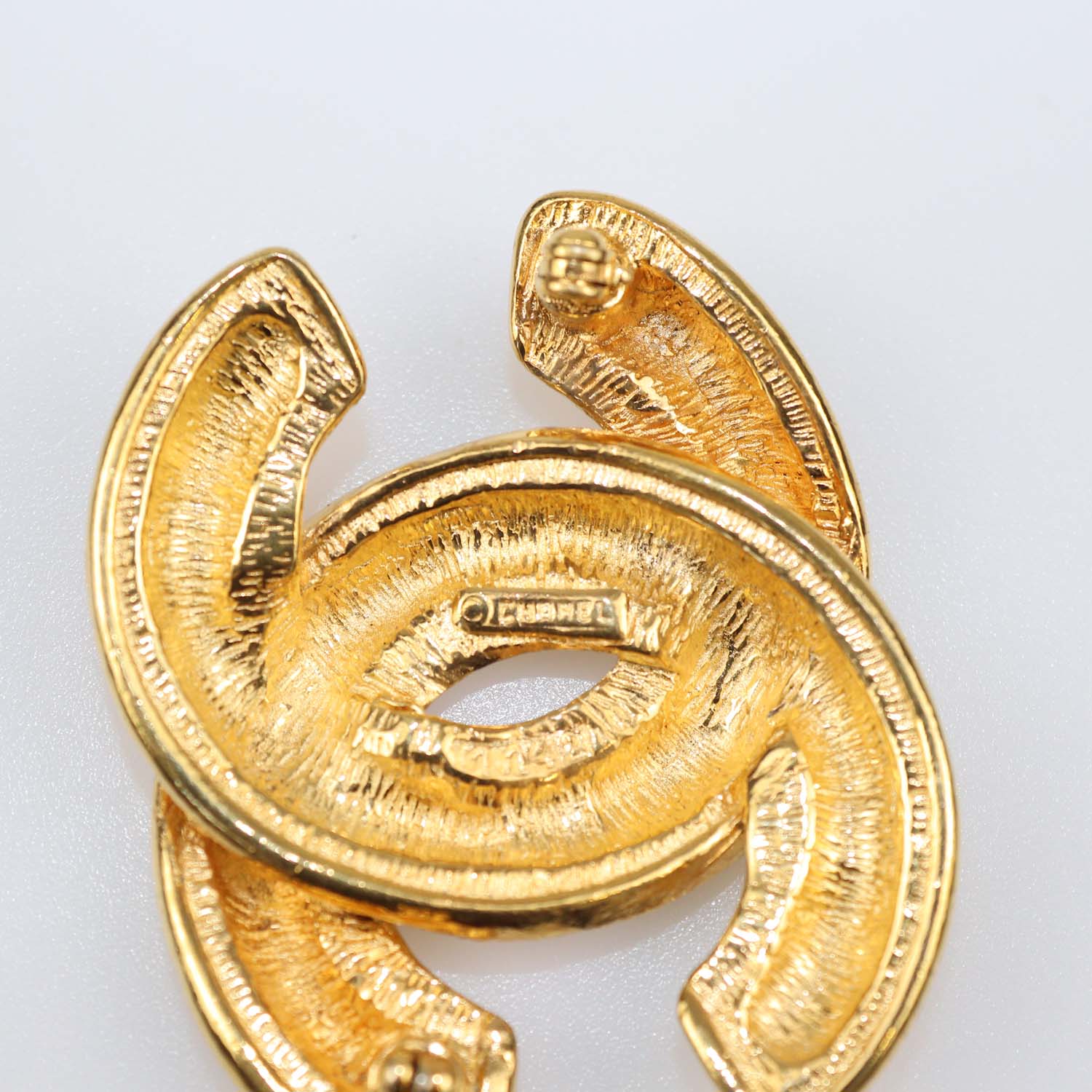 Chanel Gold Plated CC Quilted Brooch