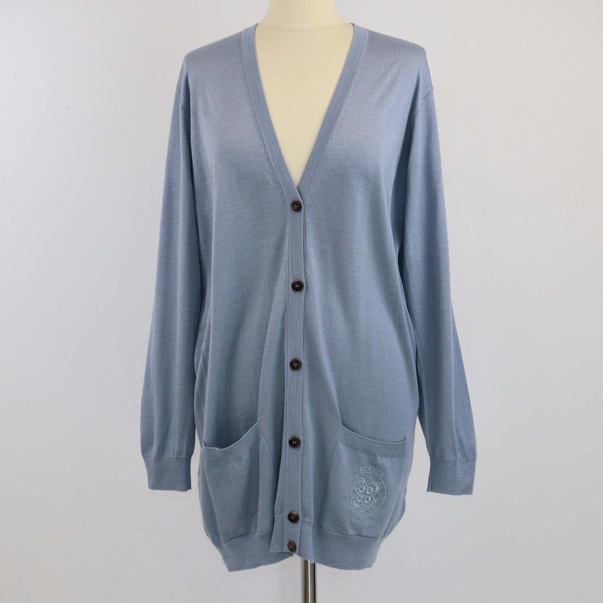 Hermes Blue Button Front Cardigan