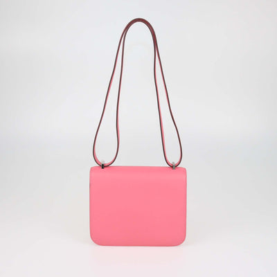 Hermes Rose Azalee Swift Leather Constance 18 Shoulder Bag