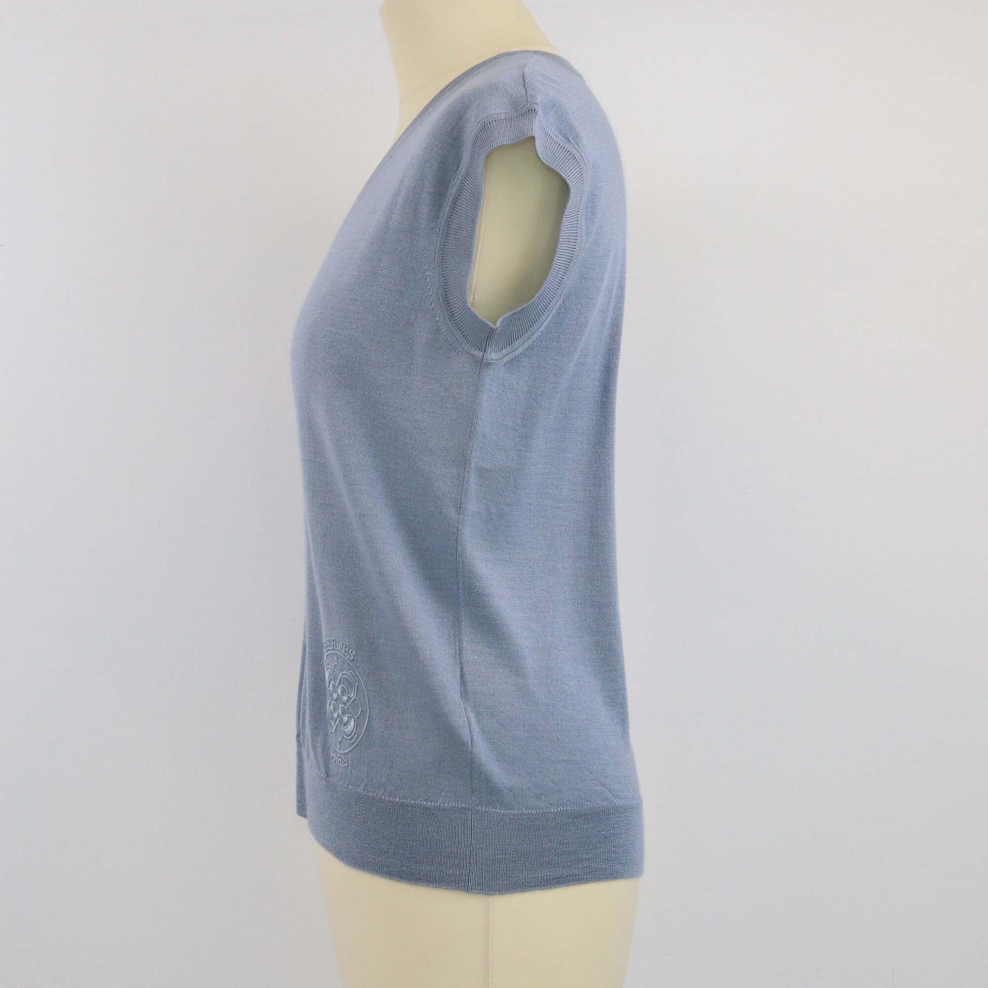 Hermes Smoke Blue Sleeveless Sweater